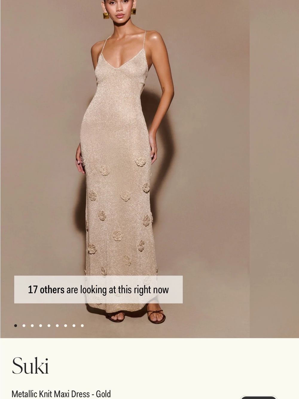 Meshki Gold Metallic Floral-Appliqué Maxi Dress